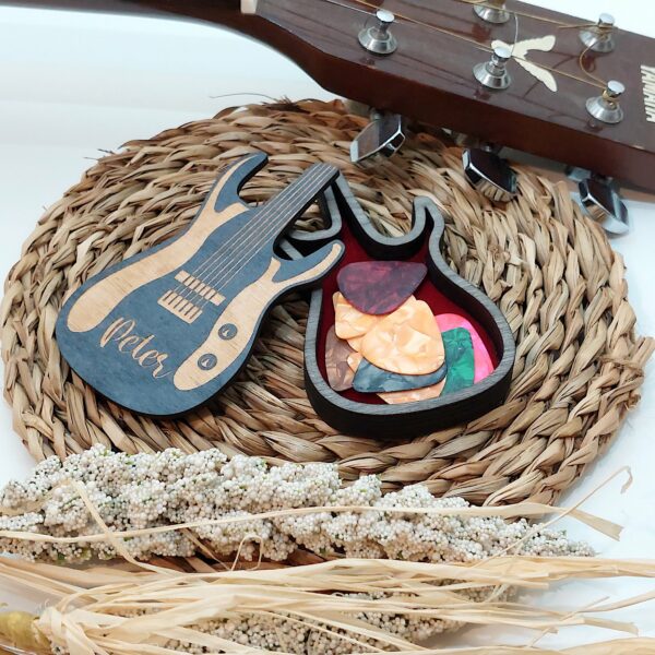 Caja de madera en forma de guitarra personalizable hecho a mano - Imagem 12
