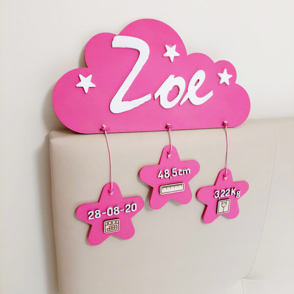 Nuvem de madeira com nome personalizado para o quarto do seu bebê