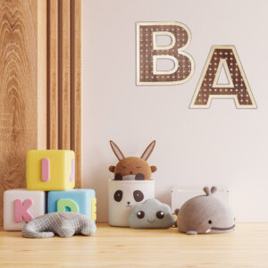 Imitation wicker wooden letters
