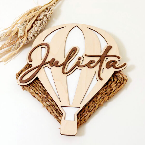 Globo de madera con nombre personalizado para decoración de habitación de tu bebe - Imagem 4