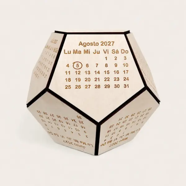 2027 3D-skrivbordskalender av trä