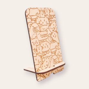 Support de téléphone portable en bois avec animaux