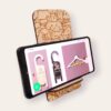 Wooden mobile phone holder with animals