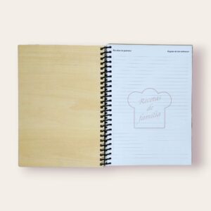 Libreta con tapa de madera para recetas de cocina