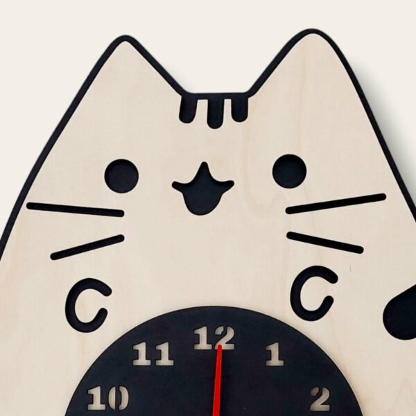 Reloj de Pared de Madera en Forma de Gato - Decoración Única y Encantadora - Bild 3
