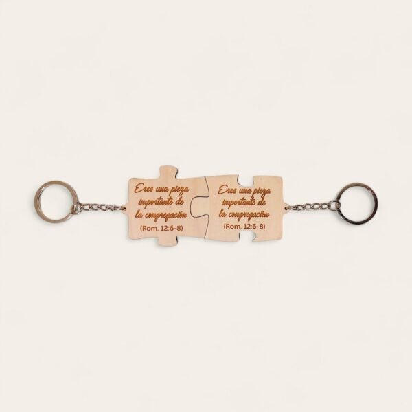 Llavero de Madera Personalizado en Forma de Pieza de Puzzle - Piezas unidas