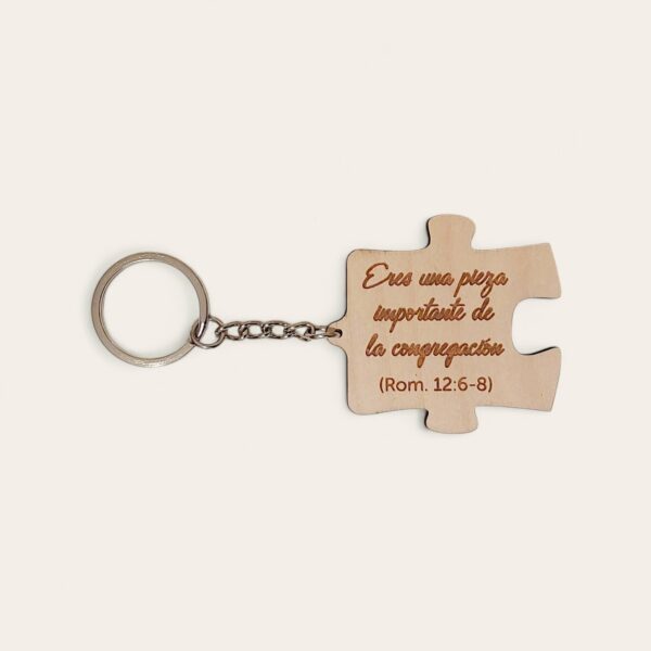 Llavero de Madera Personalizado en Forma de Pieza de Puzzle - Pieza izquierda