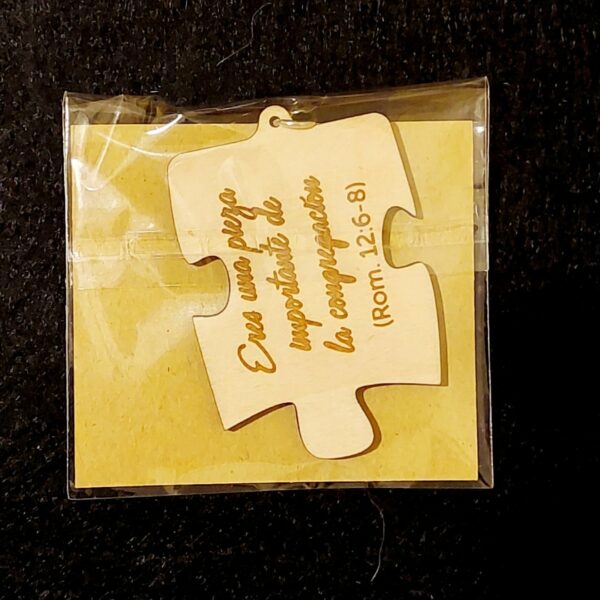 Llavero de Madera Personalizado en Forma de Pieza de Puzzle - Bolsita transparente