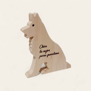 Figura di cane in legno con messaggio personalizzabile - Pastore Tedesco