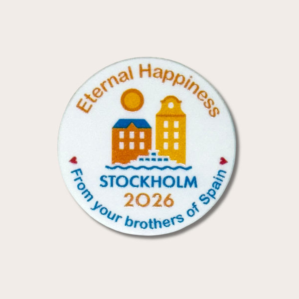 Personalized badge International Assembly 2026 - Happily Ever After - JW - Stockholm - Sweden