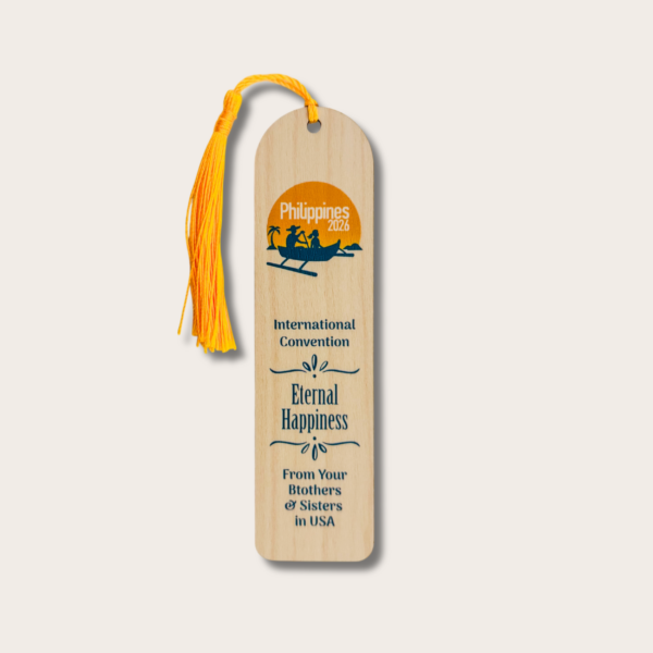 Semn de carte din lemn - Adunarea Internațională 2026 "Fericiți până la adânci bătrâneți" - JW - Manila - Filipine