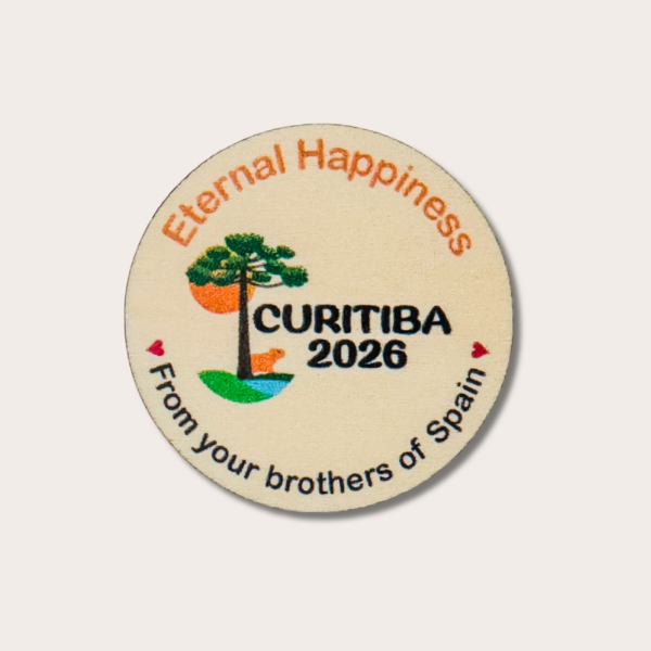 Magnet / Iman de madera Asamblea Internacional 2026 - Felices para siempre - JW - Curitiba - Brasil