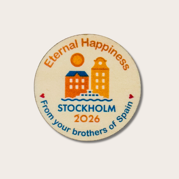 Placas de madeira personalizadas Assembleia Internacional 2026 - Felizes para sempre - JW - Estocolmo - Suécia