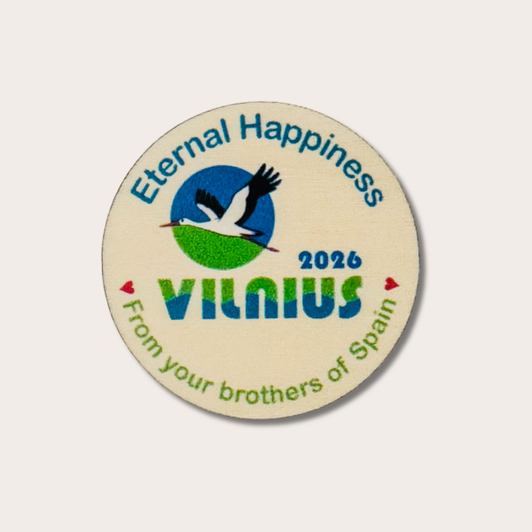 Placas de madeira personalizadas Assembleia Internacional 2026 - Felizes para sempre - JW - Vilnius - Lituânia