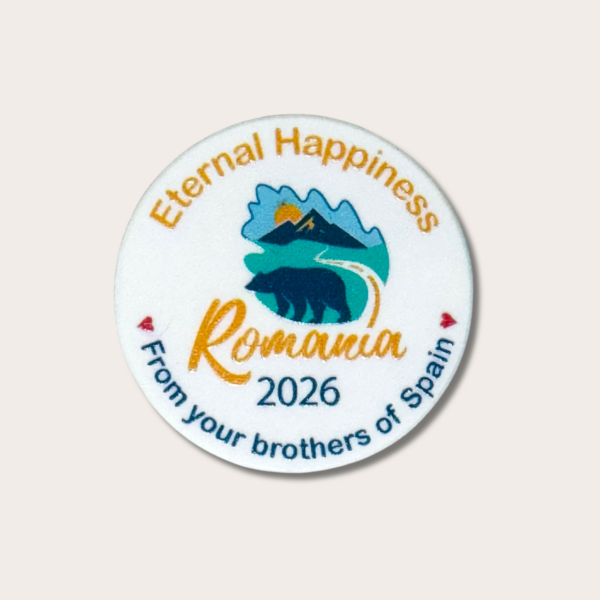 Personalized badge International Assembly 2026 - Happily Ever After - JW - Bucharest - Romania