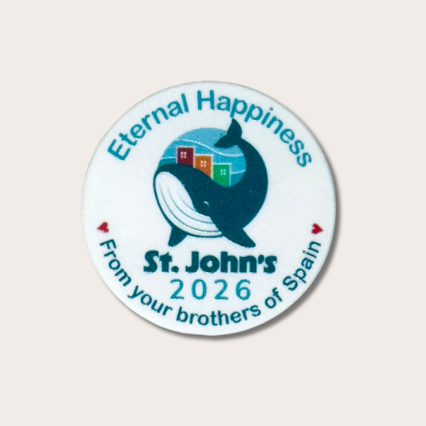 Personalized badge International Assembly 2026 - Happily Ever After - JW - St. John's, Newfoundland - Canada