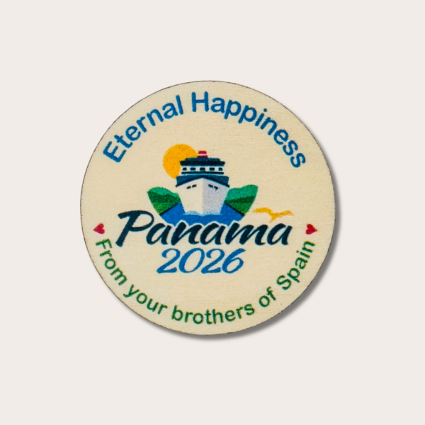 Magnet / Iman de madera Asamblea Internacional 2026 - Felices para siempre - JW - Ciudad de Panamá - Panamá
