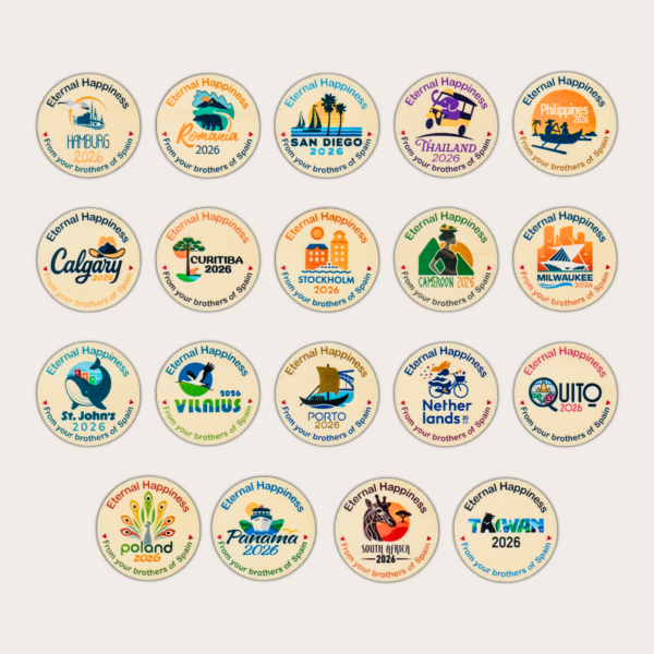 Placas de madeira personalizadas Assembleia Internacional 2026 - Felizes para sempre - JW